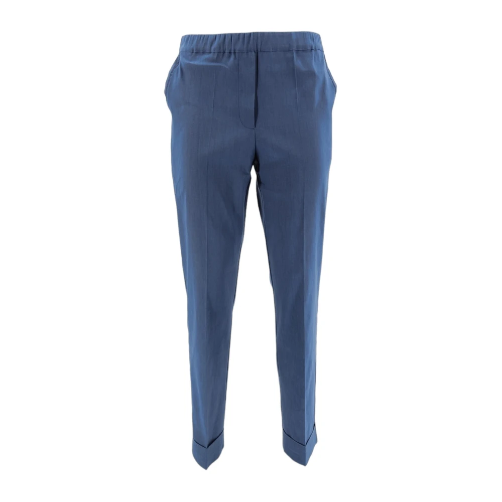 D.Exterior Blauwe Linnen Slim-Fit Broek met Lurex Blue Dames