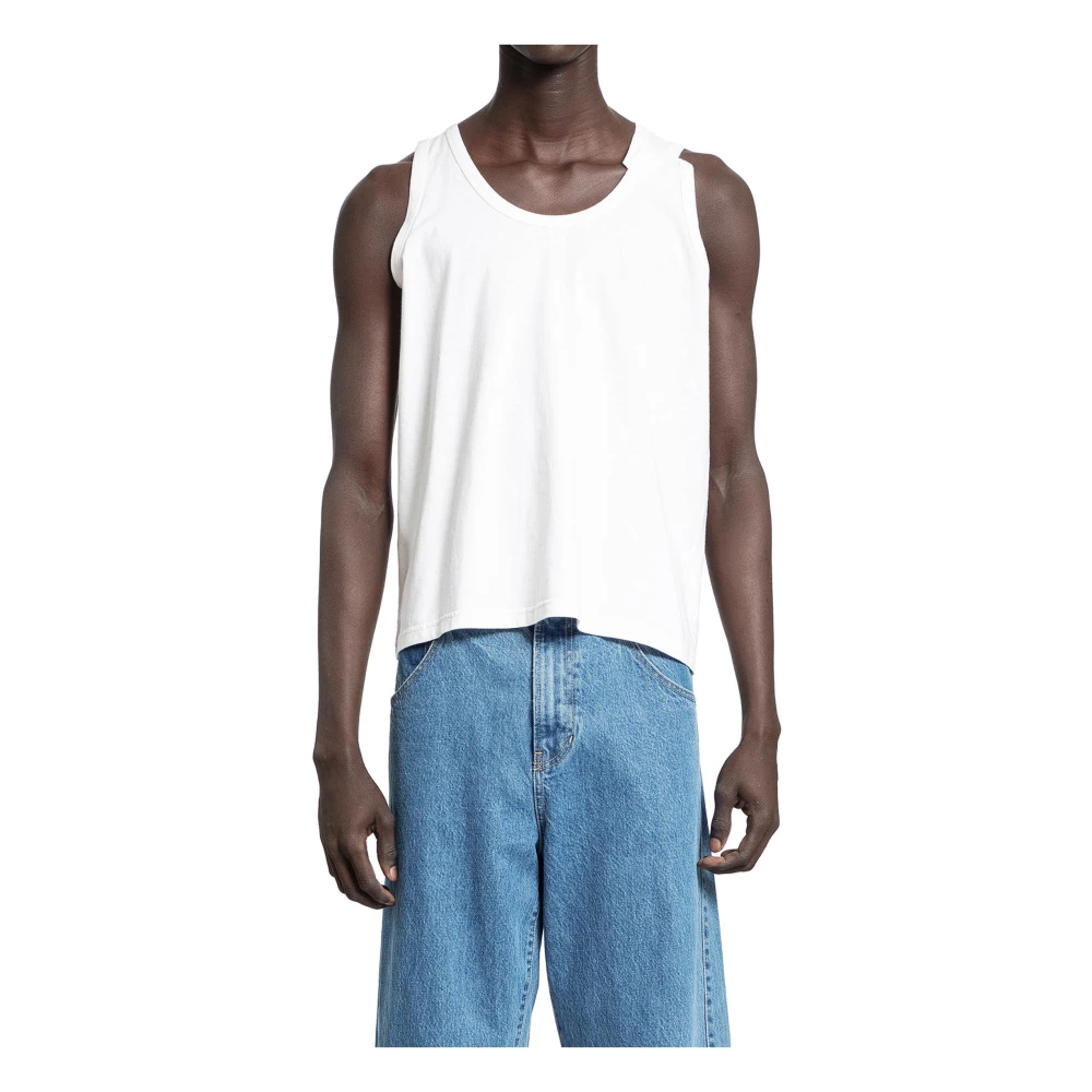 Marina YEE Herwerkte Tanktop Scoop Hals Mouwloos White Heren