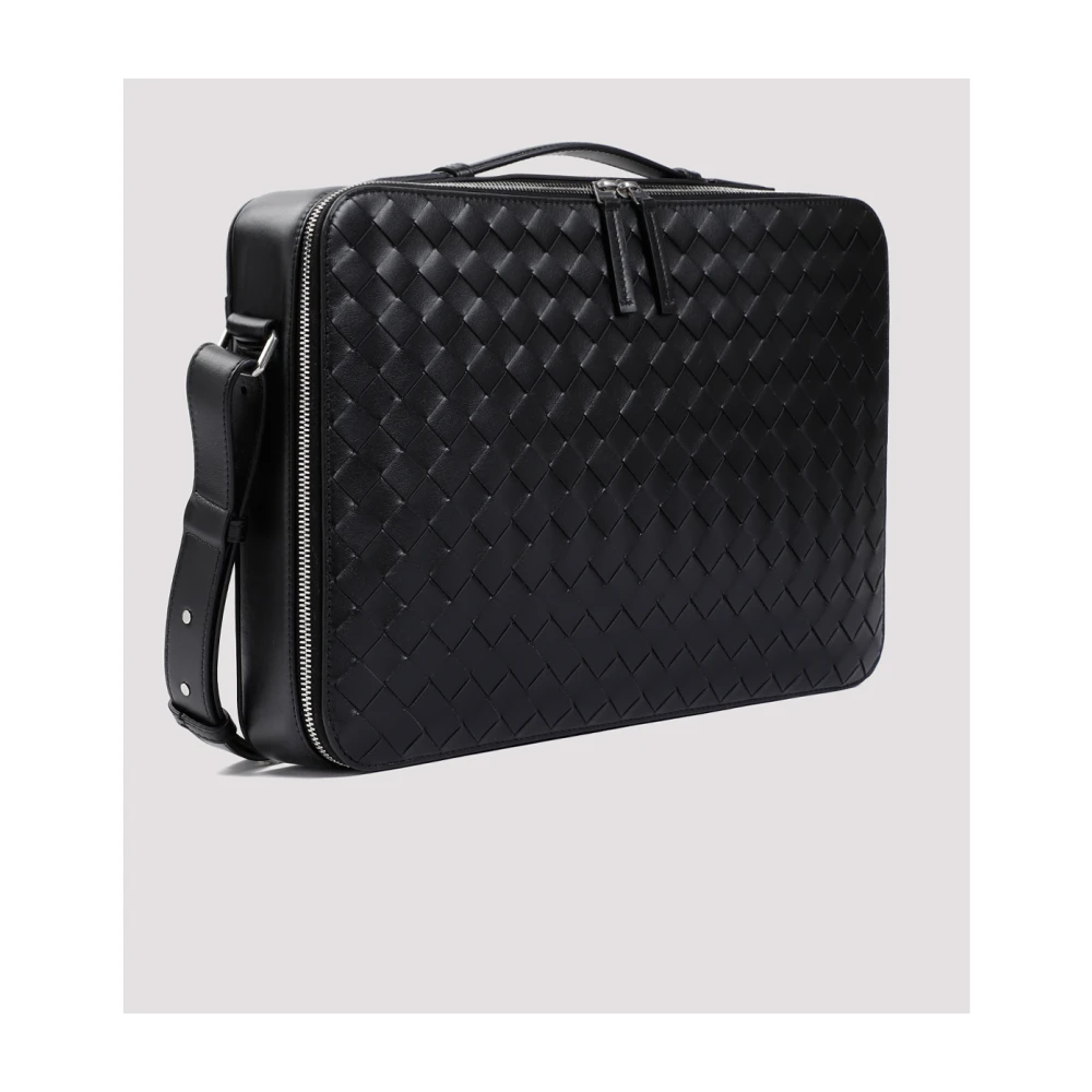 Bottega Veneta Zwarte Leren Aktetas voor Mannen Black Heren