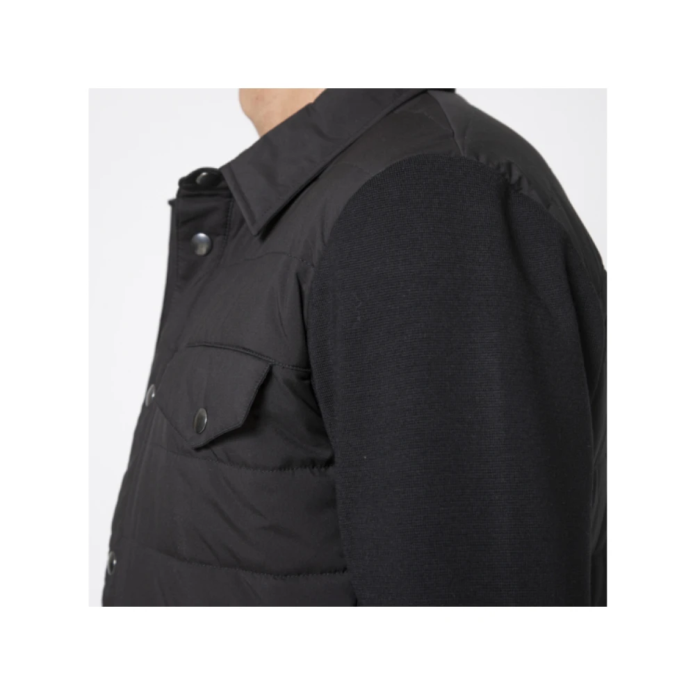 Gran Sasso Zwarte Bi-Materiaal Jas Shirt Black Heren