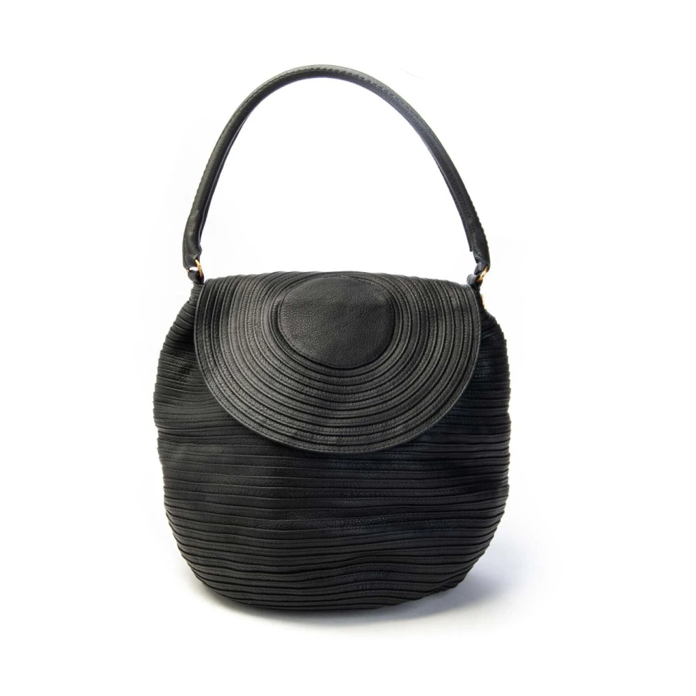 Majo Leren Schoudertas met Klep Black Dames
