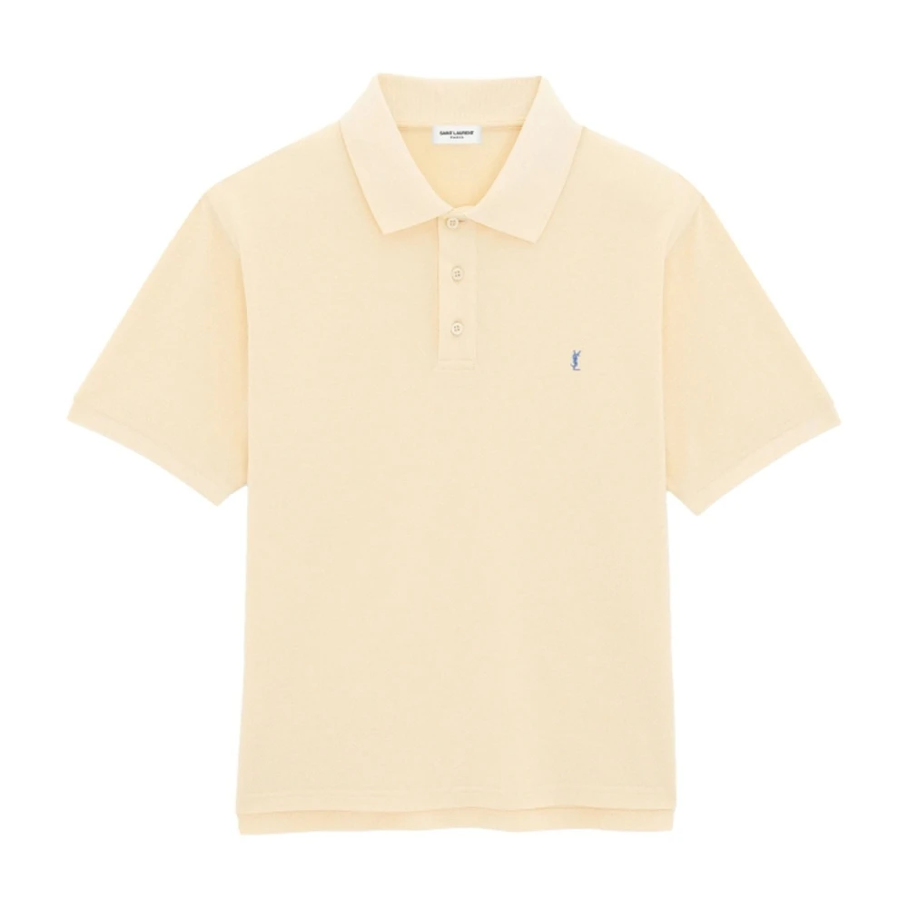 Saint Laurent Gele T-shirts en Polos met Cassandre Borduursel Yellow Heren