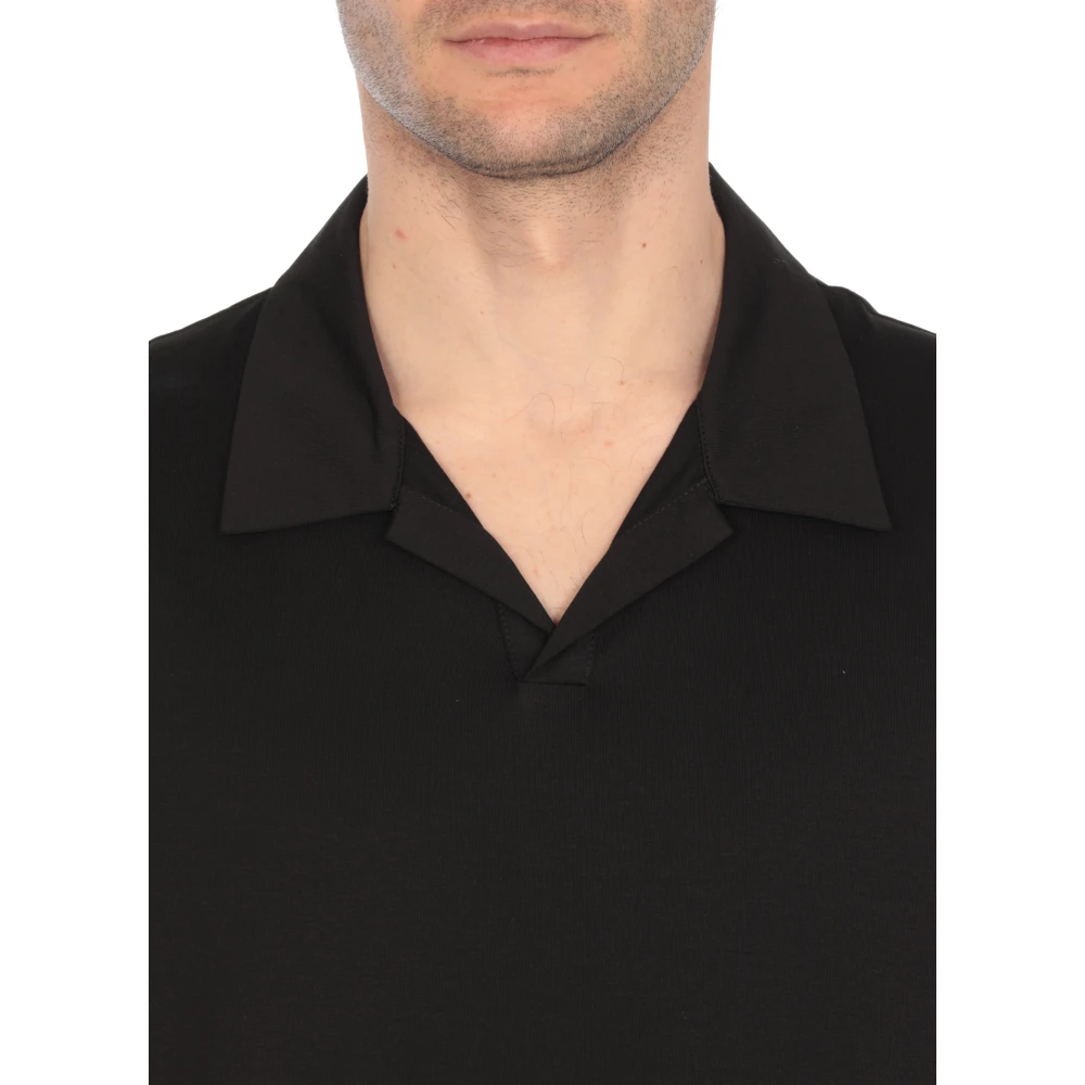 Dondup Zwarte Katoenen Poloshirt Kraag Korte Mouwen Black Heren