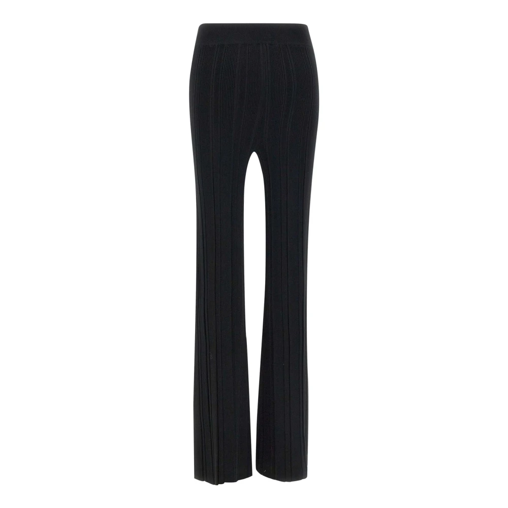 Remain Birger Christensen Zwarte Geribbelde Gebreide Elastische Taille Broek Black Dames