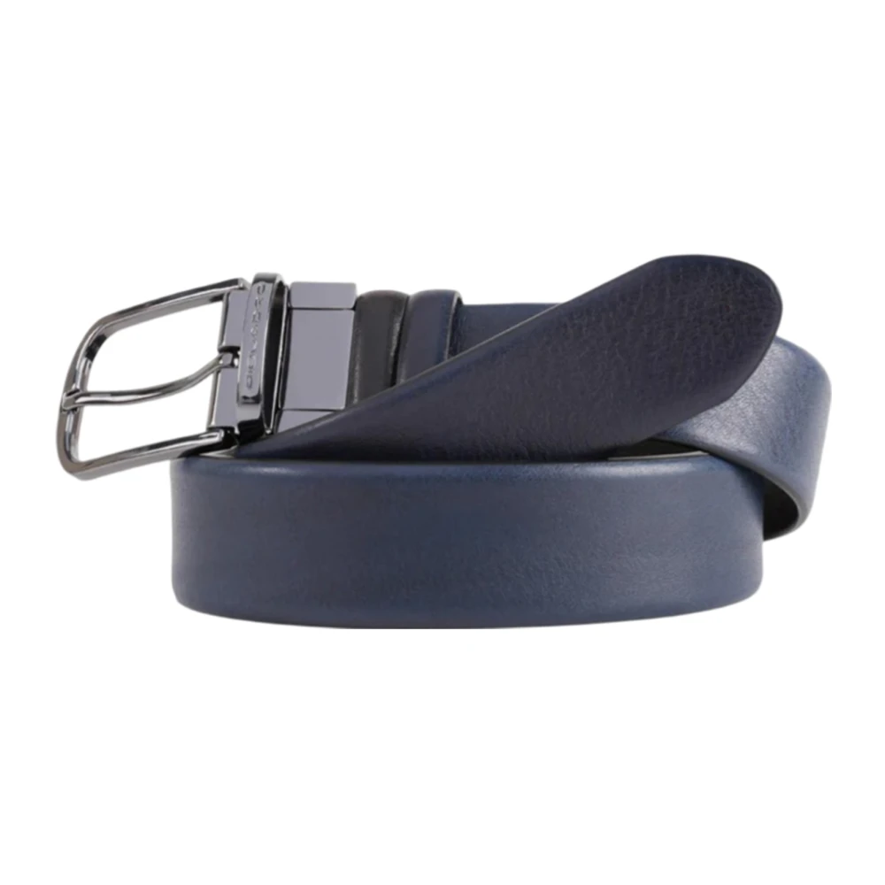 Piquadro Men's Blue Reversible Belt With Prong Buckle - Belts - One Size - Accessories