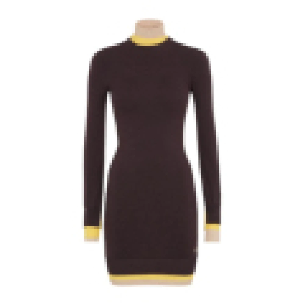 Fendi Aubergine Gebreide Jurk Black Dames