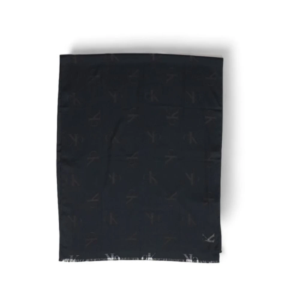 Calvin Klein Zwarte Modale Sjaal Herfst Winter Collectie Black Dames