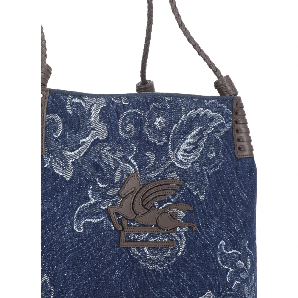 ETRO Blauwe Katoenen en Leren Dames Tas Blue Dames