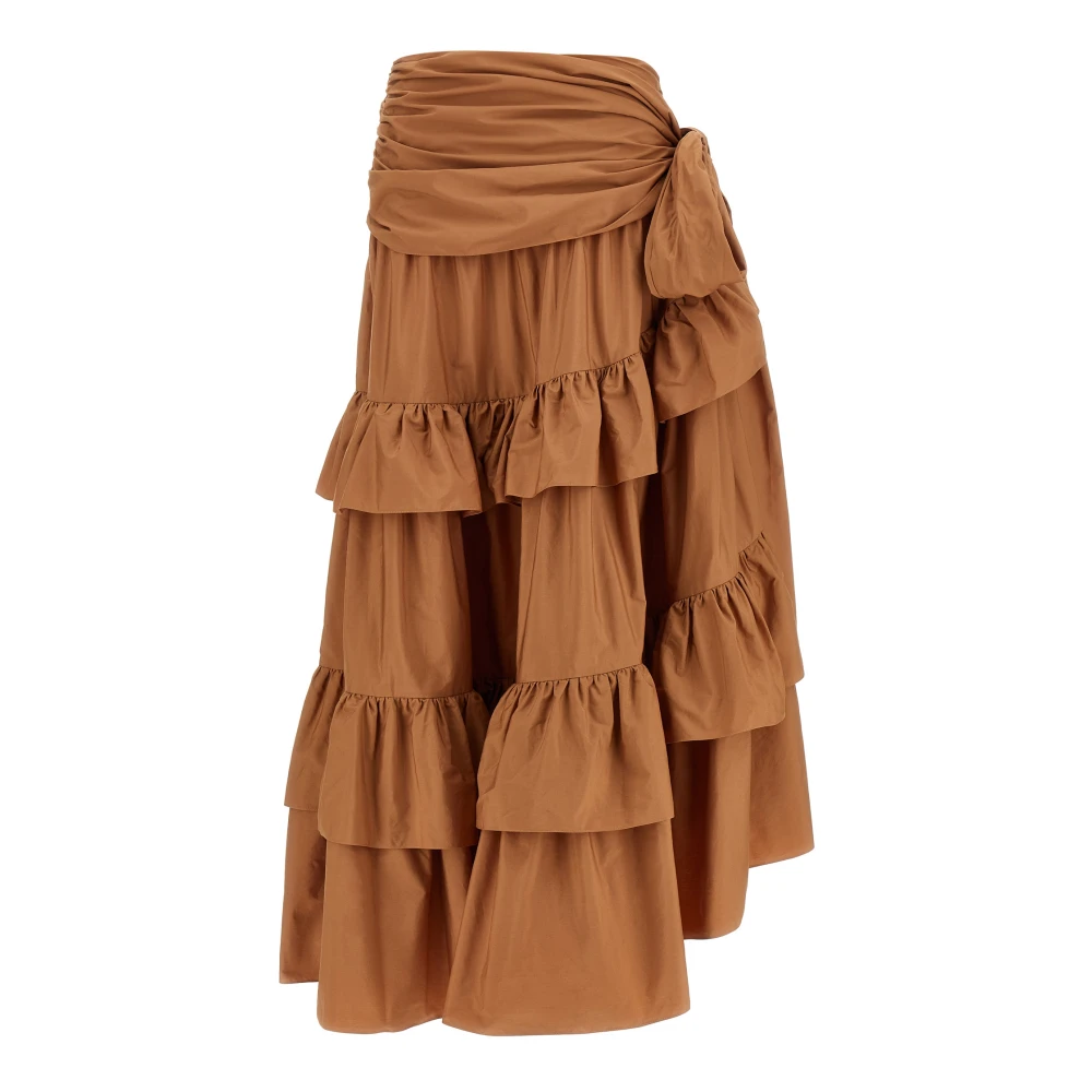 Chloé Brown Ruffled Long Skirt - Female - Maxi Skirts - Xs - Skirts