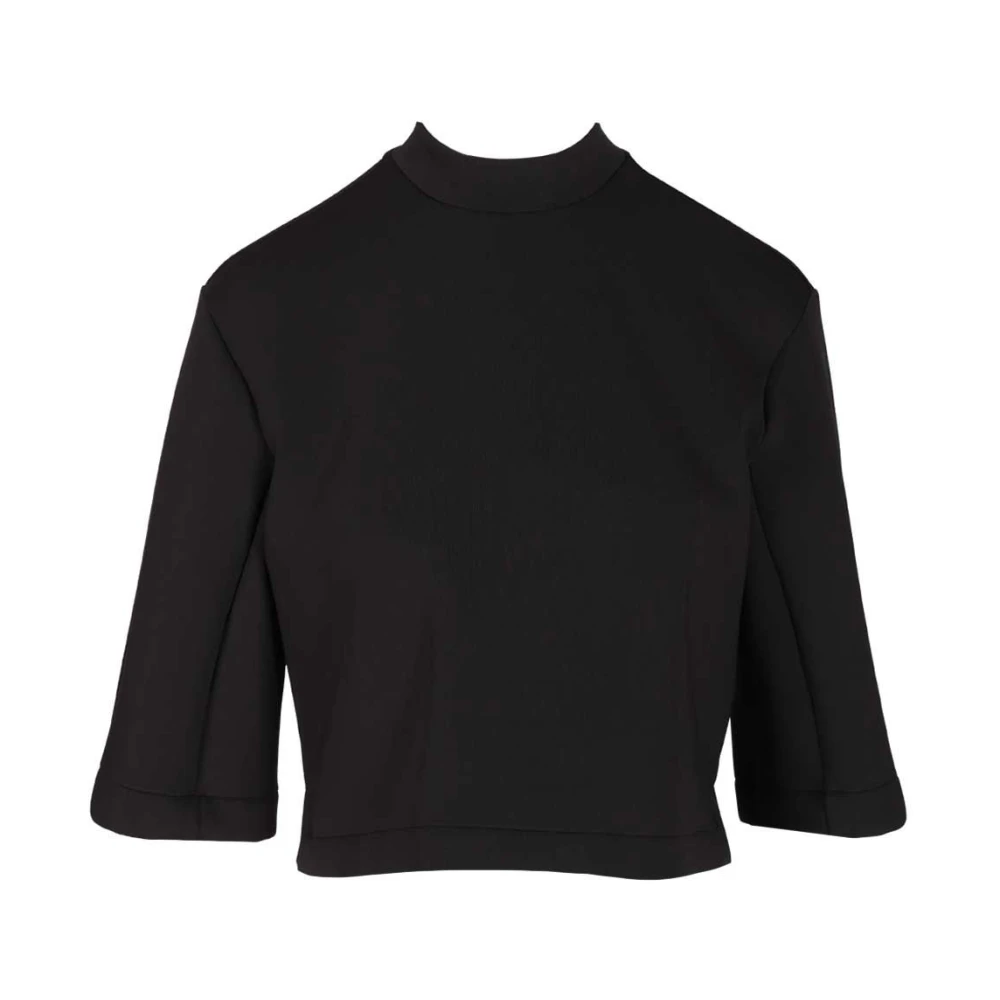 Moncler Women's Black Neoprene Crewneck T-Shirt - Long Sleeve T-Shirts - S - Tops
