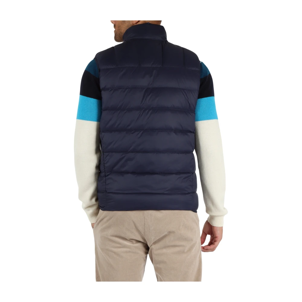 Sun68 Opvouwbare mouwloze gewatteerde bodywarmer met logoprint Blue Heren