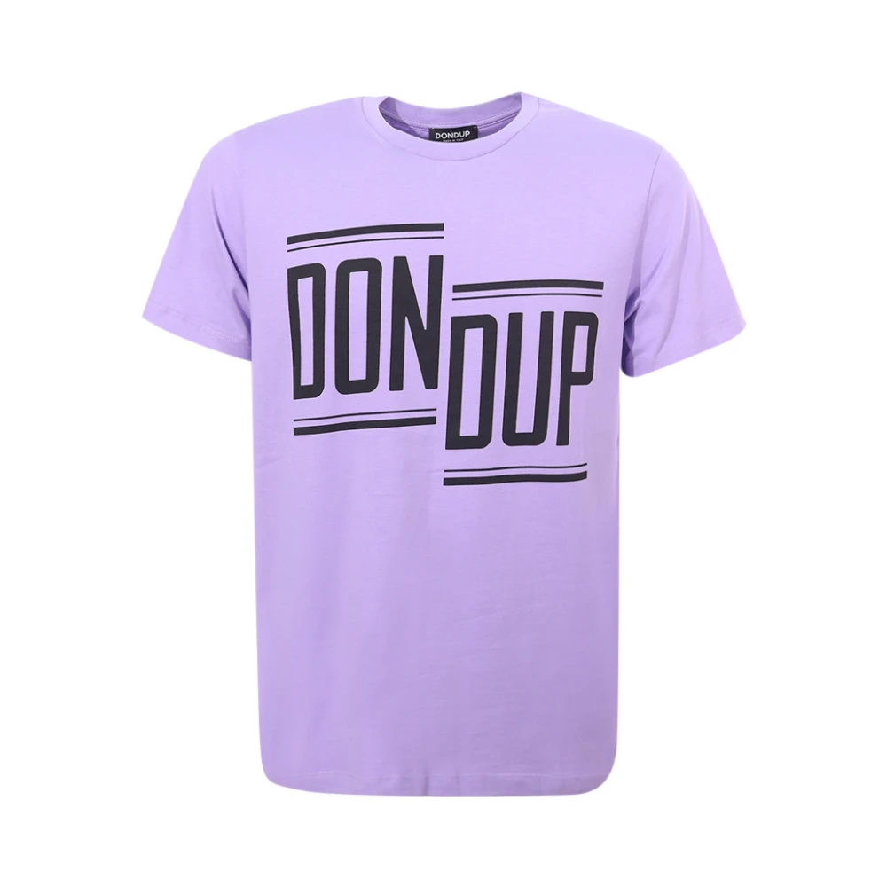 Dondup Paars Crew-neck T-shirt met Contrasterend Logo Purple Heren