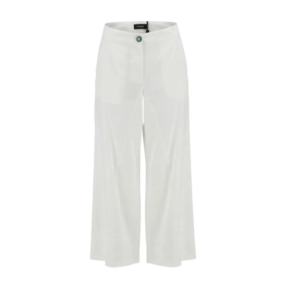 Pinko Women's White Wide Trousers, M, Canelli Pantalone Popeline