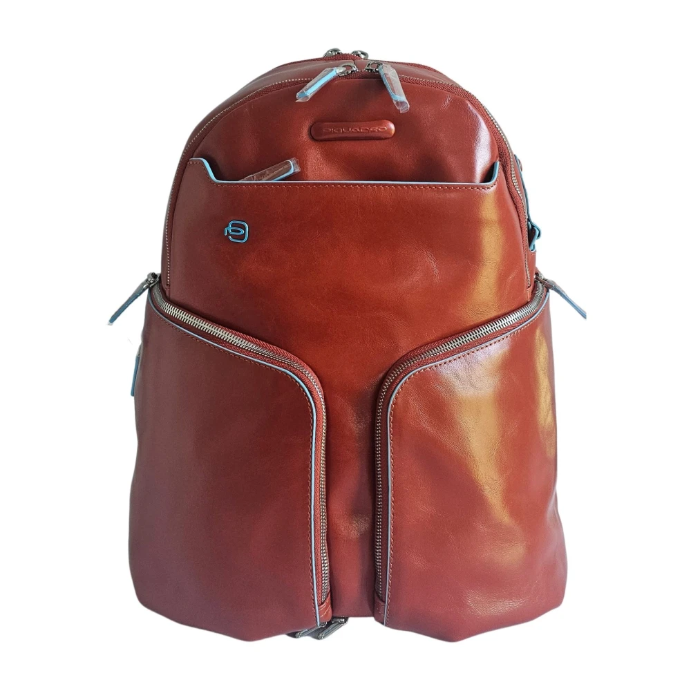 Piquadro Men's Brown Backpacks, One Size, Leather Unisex Backpack
