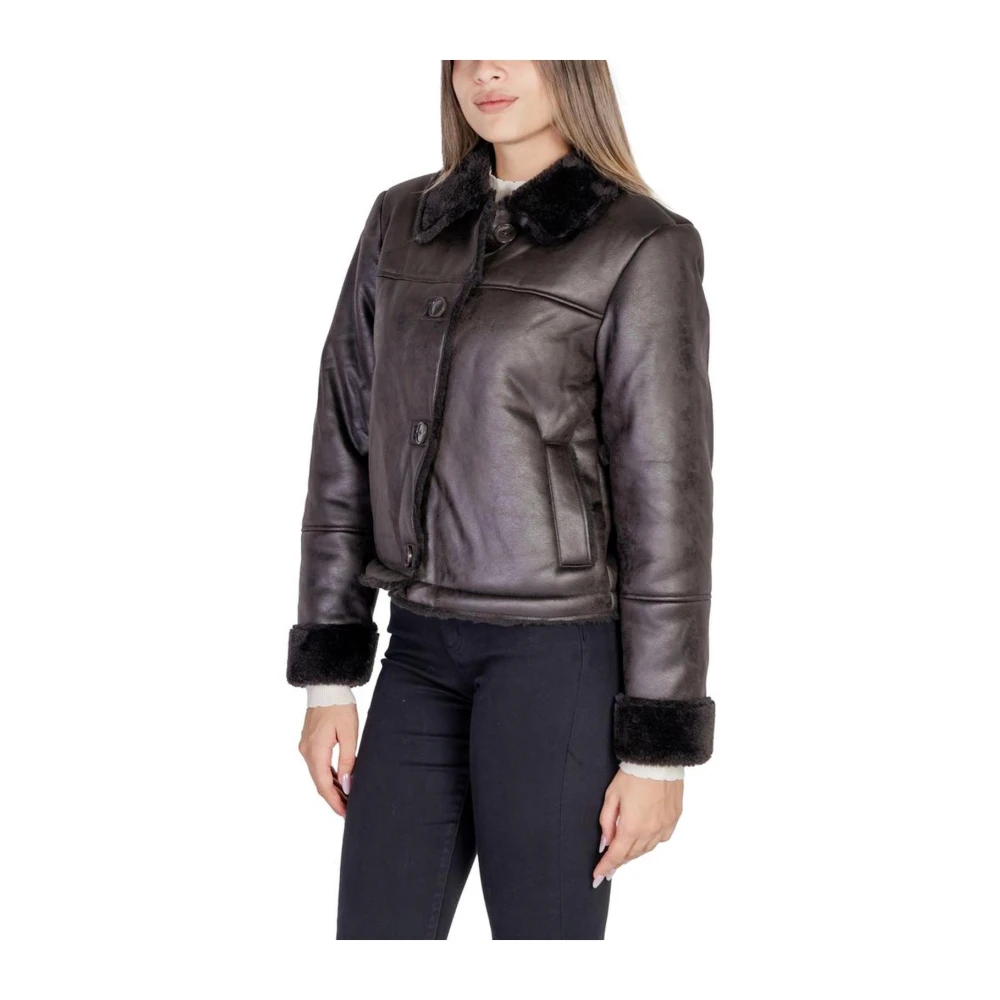 Jacqueline de Yong Bruine Polyester Jas en Jas Brown Dames