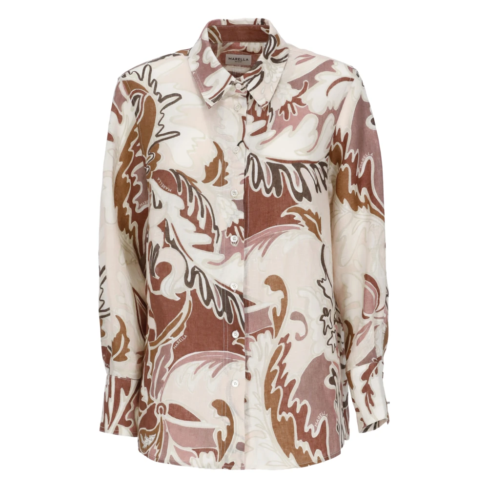 Marella Vrouw Beige Overhemden Dames, S, Linnen, Linea Emme Shirt