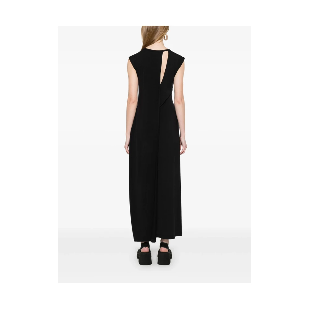 Y-3 Zwarte Jurk met Logo Print en Cape-inzet Black Dames