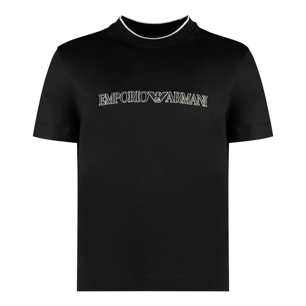 Emporio Armani Effen Logo T-shirt met Borduursels Black Heren