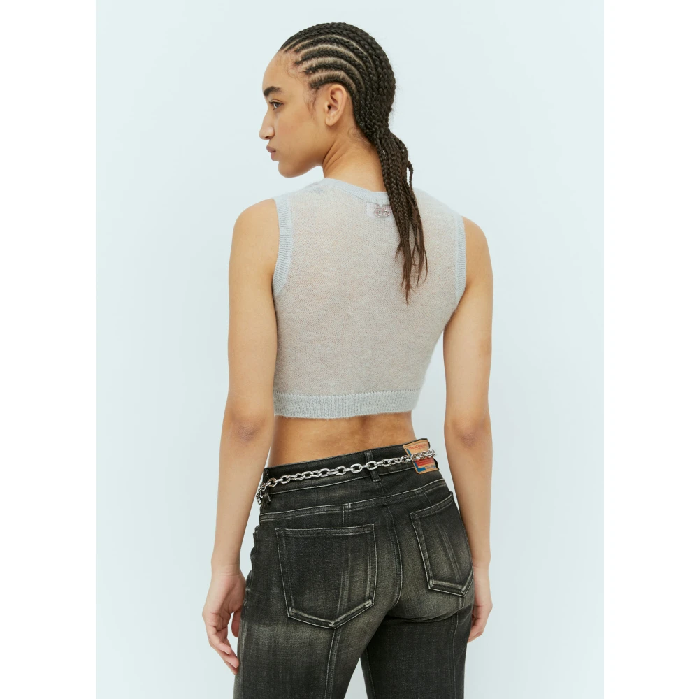 Diesel Gebreide tanktop met bralet-paneel Gray Dames