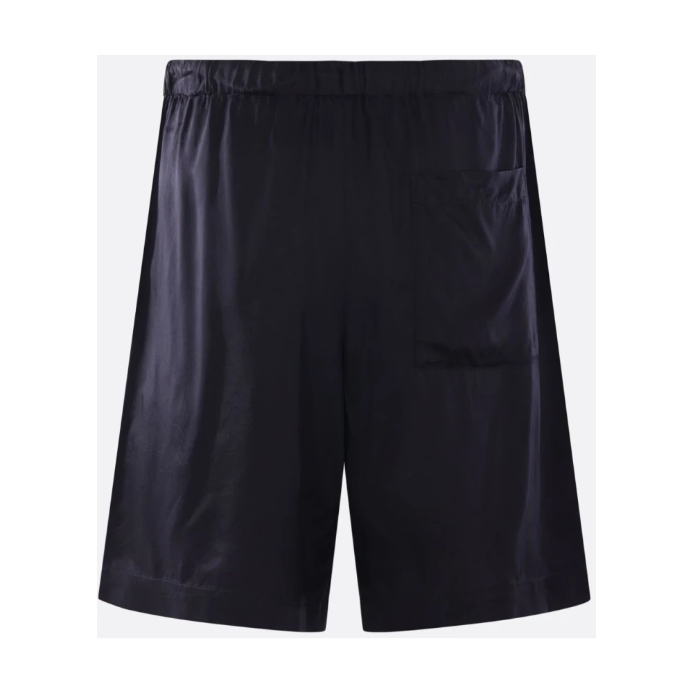 Dries Van Noten Blauwe Twill Elastische Taille Shorts Blue Heren