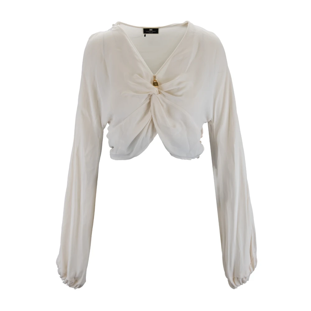 Elisabetta Franchi V-hals Blouse met Uniek Detail Beige Dames