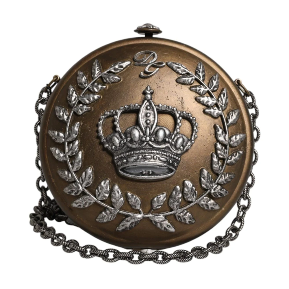 Dolce & Gabbana Women's Brown Crown Clutch Crossbody Bag With Chain