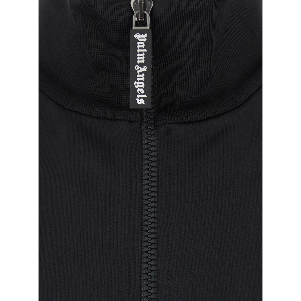 Palm Angels Zwarte Logo Print Tech Fabric Sweatshirt Black Heren