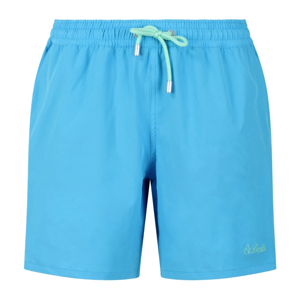 MC2 Saint Barth Stretch Zwemshort met Logo Borduursel Blue Heren