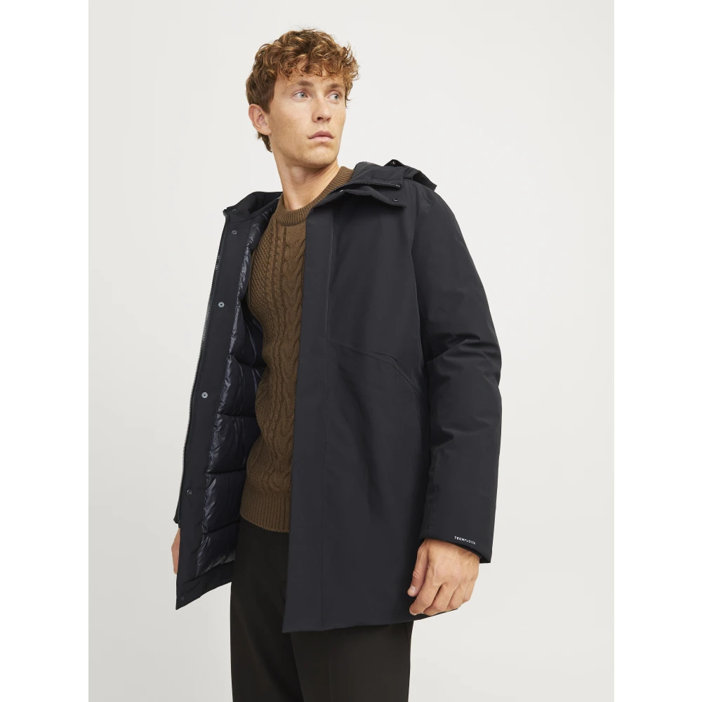 jack & jones Winter Parka Winddichte Hoodie Jas Black Heren