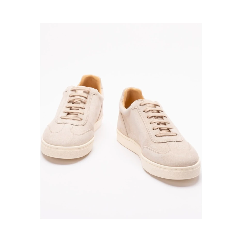 BRUNELLO CUCINELLI Fluwelen suède sneakers met latex zool Beige Heren