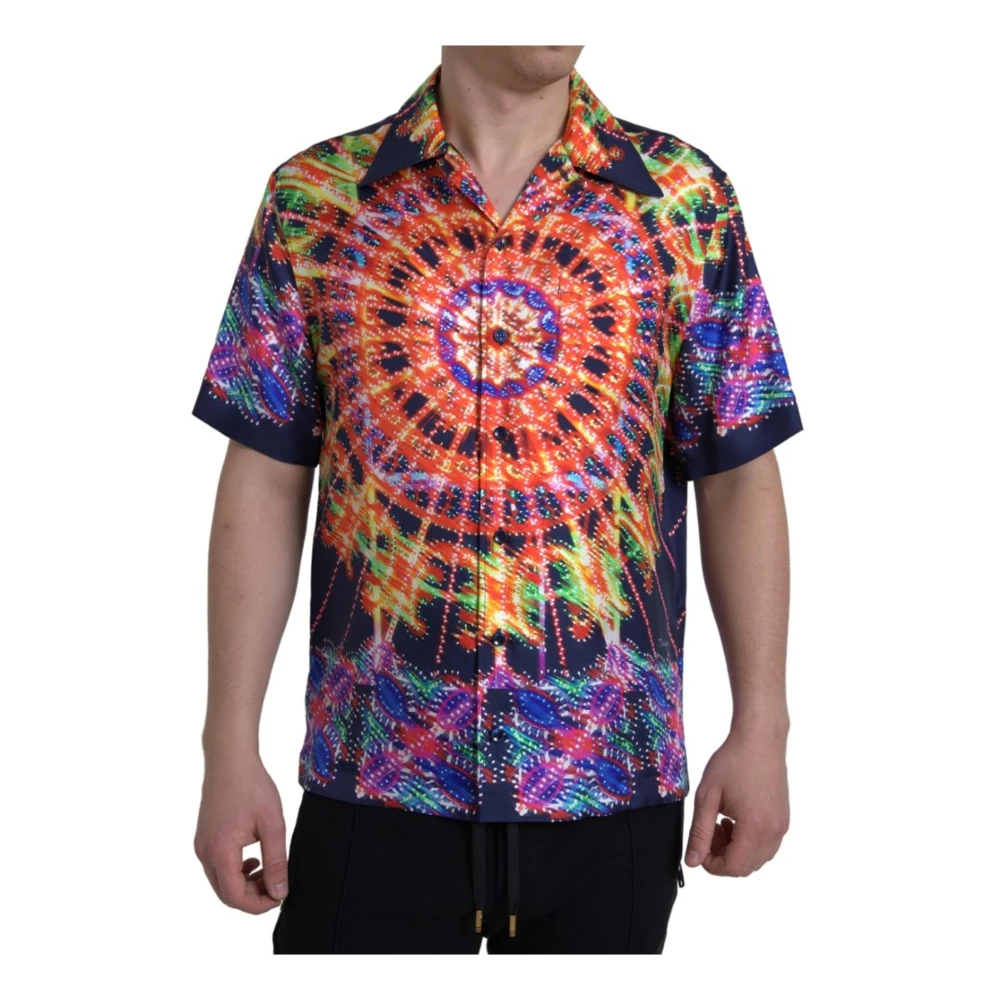 Dolce & Gabbana Multicolor Luminarie Print Zijden Shirt Multicolor Heren