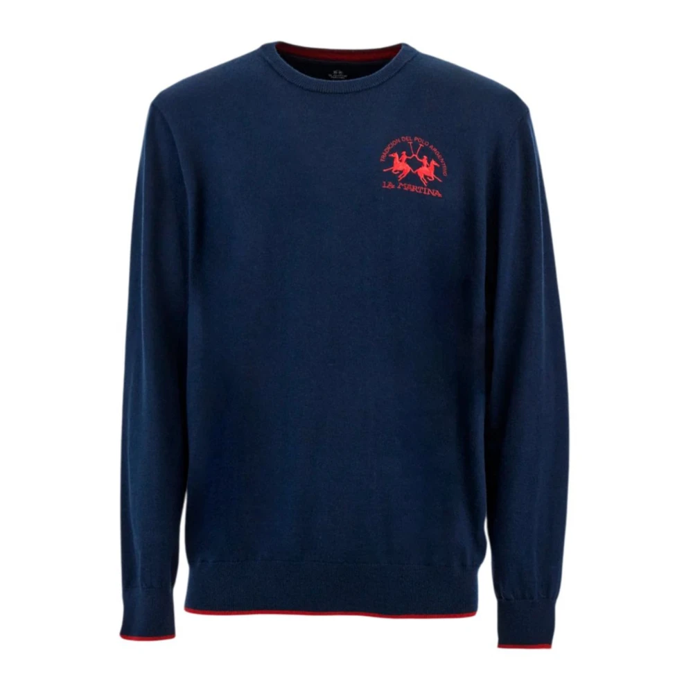 La Martina Men's Blue Round-Neck Knitwear,, Knitted Jumper 2XL