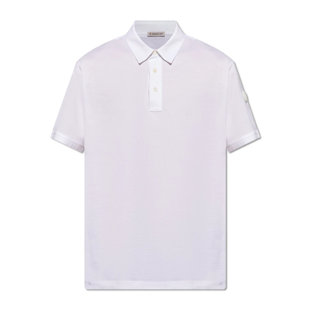 Moncler White Polo Shirts, Male, Xl, Polo Shirt With Logo