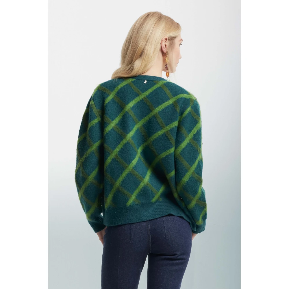 Kocca Diamantpatroon Cardigan met Strass Green Dames