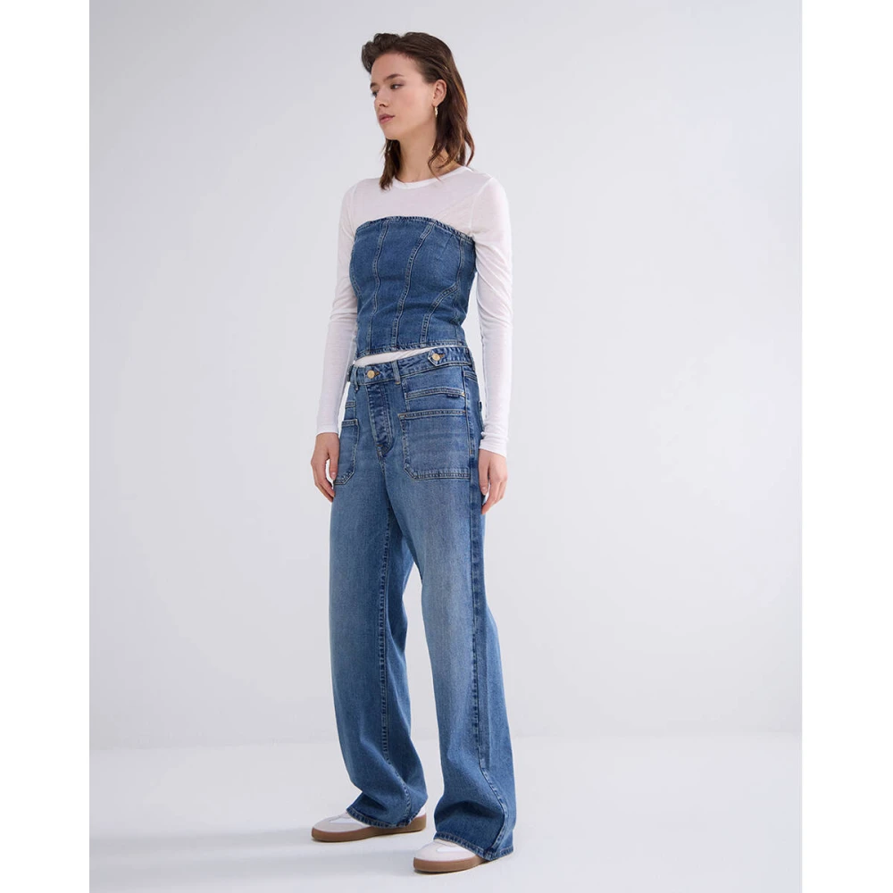 Summum Woman Wijde Pijp Jeans Bolivia Ocean Denim Blue Dames