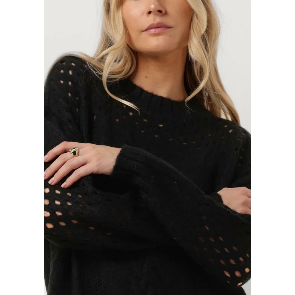 Simple Zwarte Coltrui Gebreid Black Dames