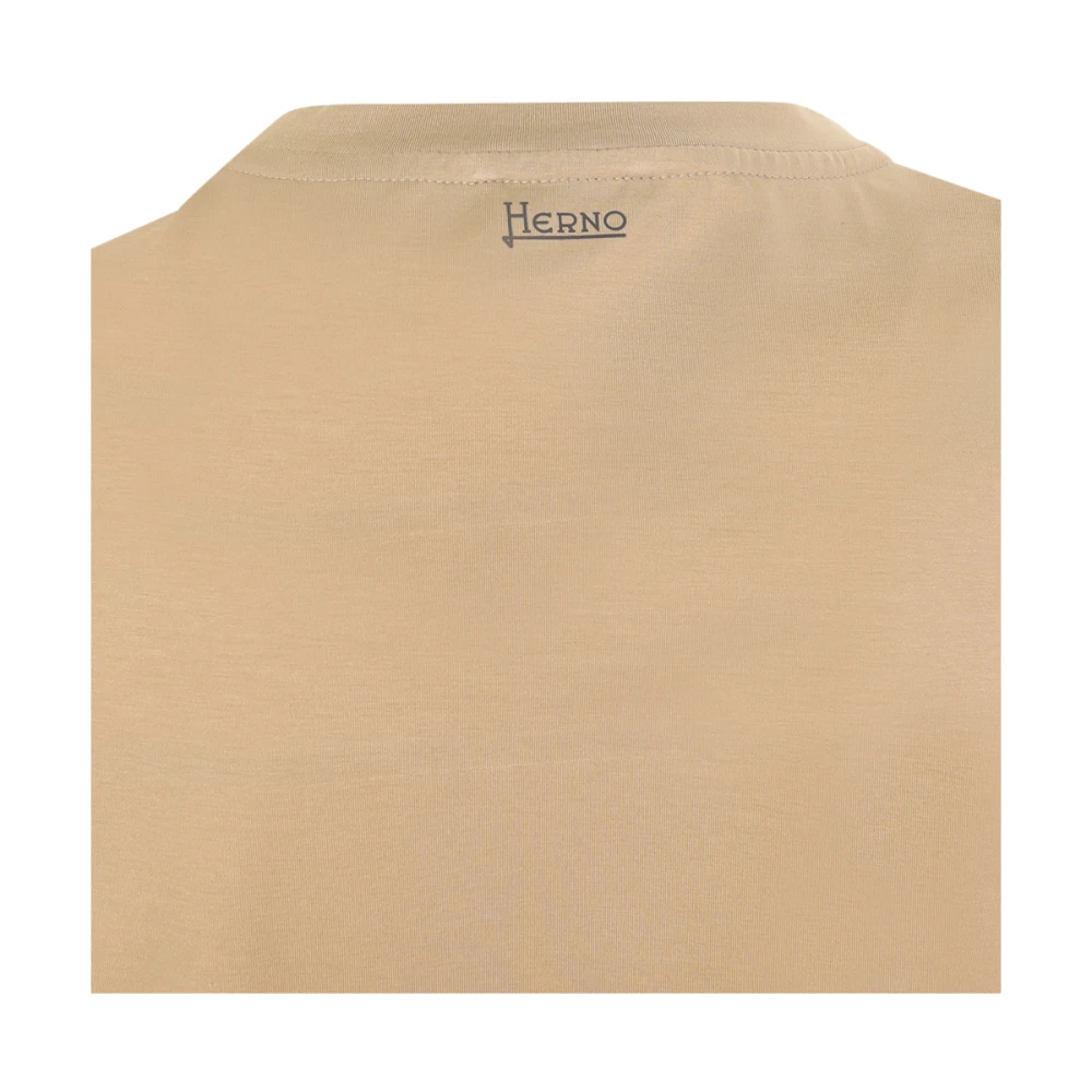 Herno Sand Crew-neck T-shirt met Logo Beige Heren