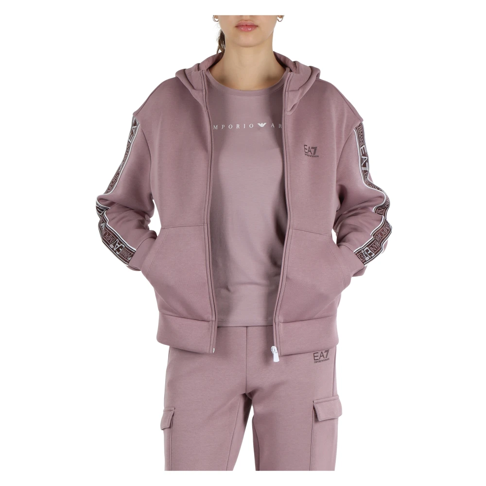 Emporio Armani EA7 Katoenmix Hoodie Natural Ventus 7 Pink Dames