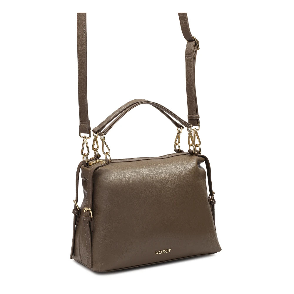 Kazar Grote leren handtas met afneembare handvatten Beige Dames