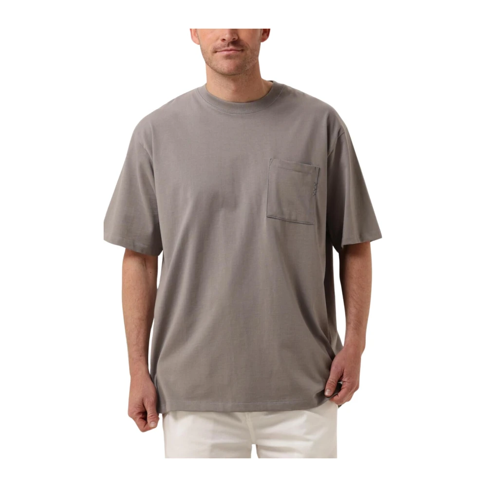 SCOTCH & SODA Heren Polo's & T-shirts 3 Crosses Loose Fit Chest Pocket T-shirt Grijs