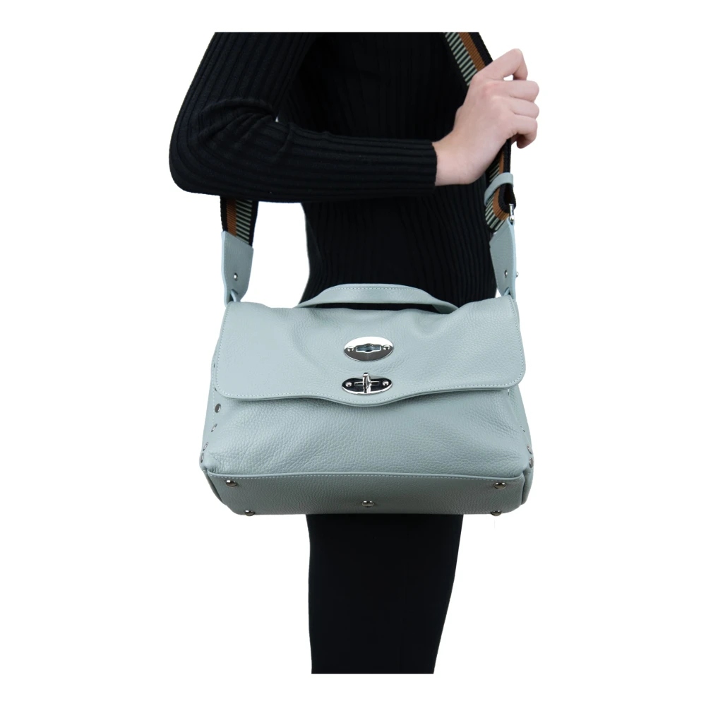 Zanellato Leren schoudertas voor dames met metalen details Green Dames