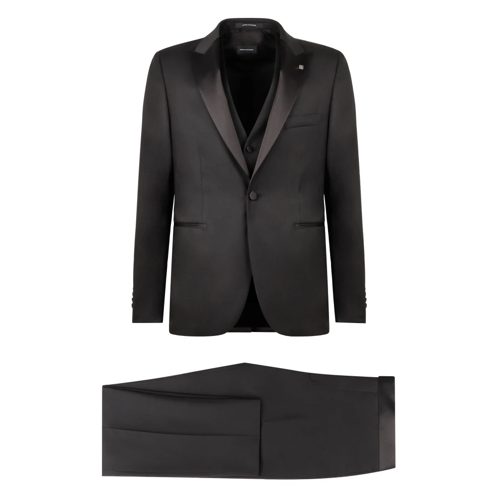 Tagliatore Stretch wollen driedelig pak Black Heren