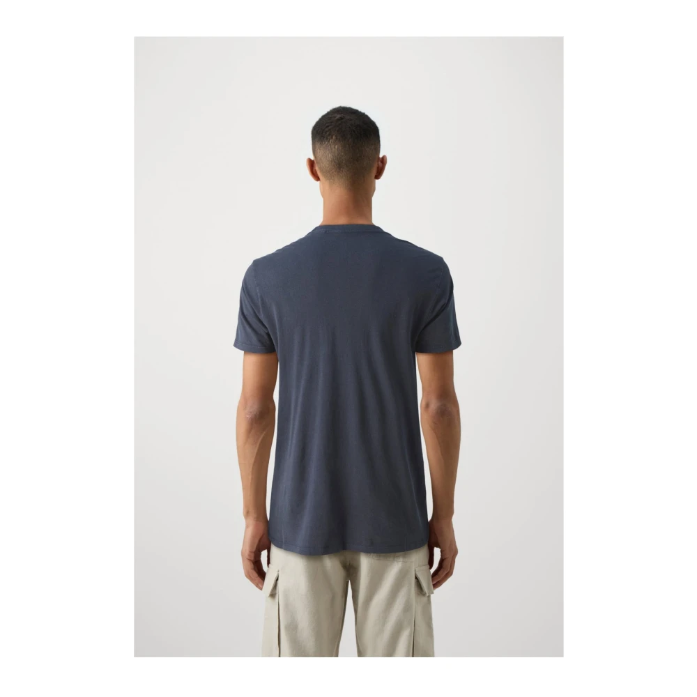 Guess Katoen Logo T-shirt Blauwe Rechte pasvorm Blue Heren