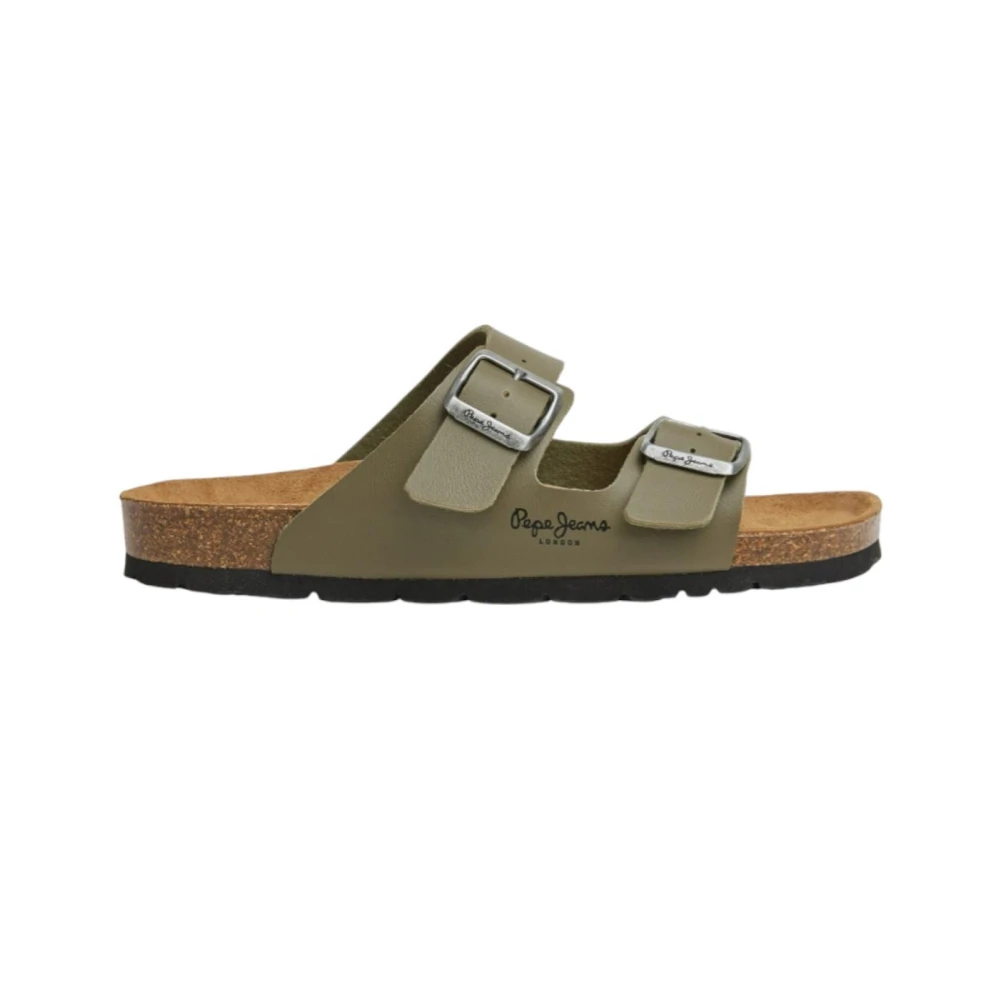 Pepe Jeans Women's Green Classic Oban Sandals With Anatomic Design