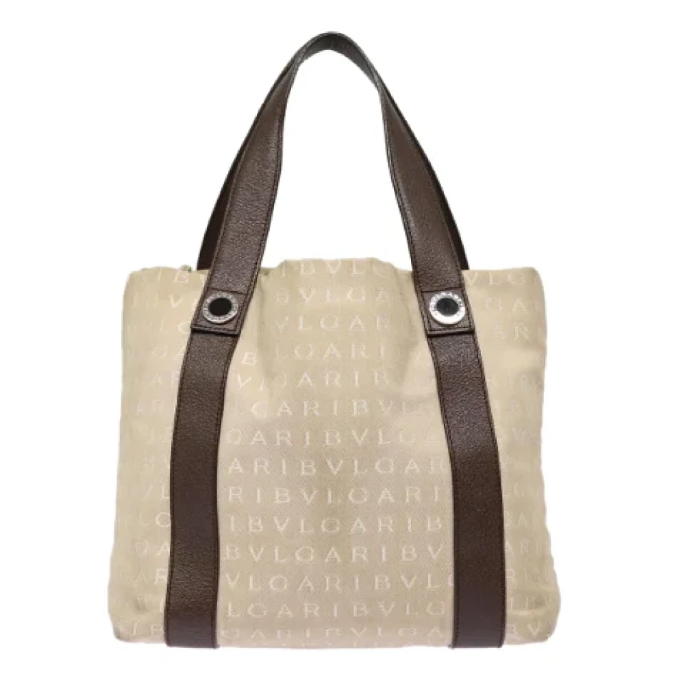 Bvlgari Vintage Pre-owned Canvas handbags Beige Dames