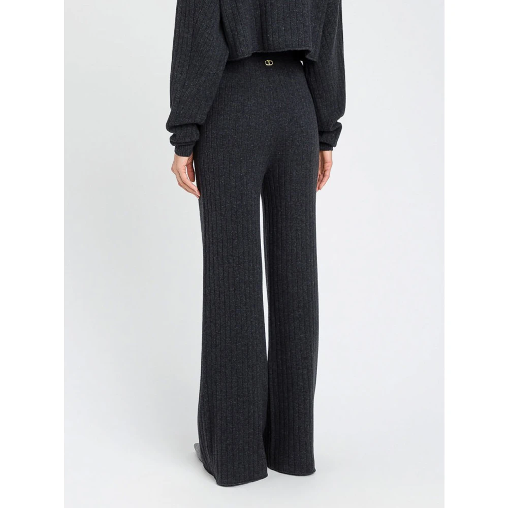 Twinset Wijde Geribbelde Wollen Broek Gray Dames