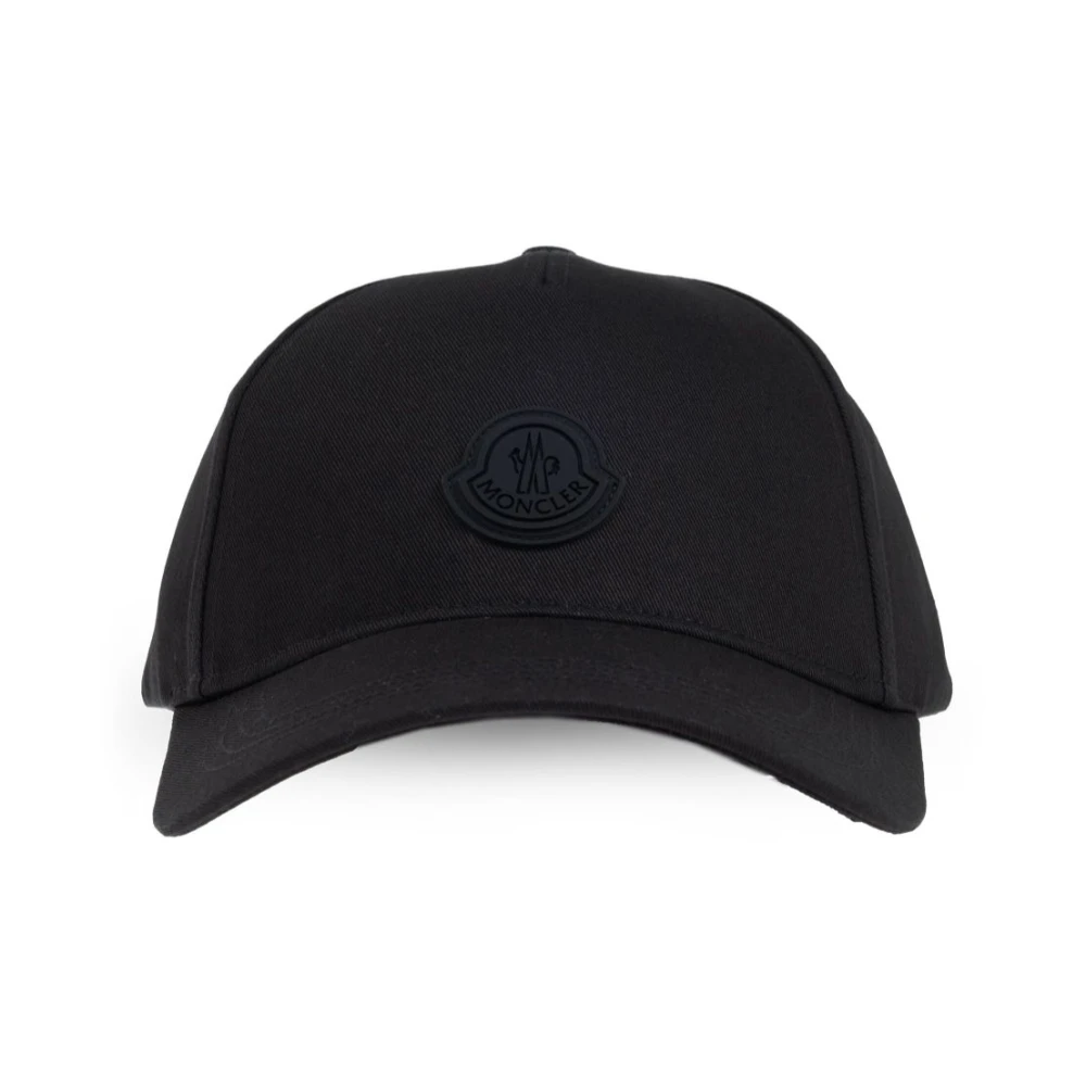 Moncler Zwarte Baseballpet met Patch Black Dames