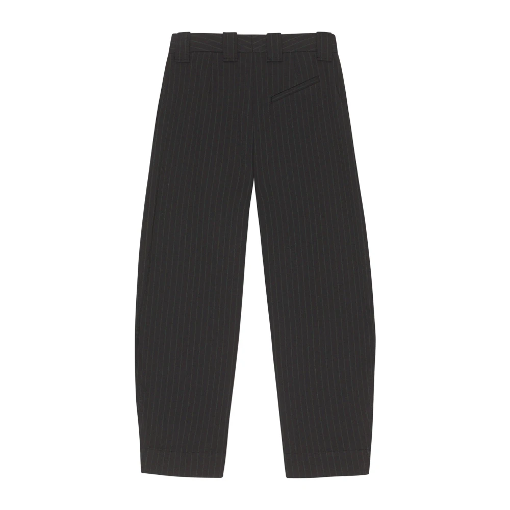 Ganni Elegante Pinstripe Mid-Rise Broek Black Dames