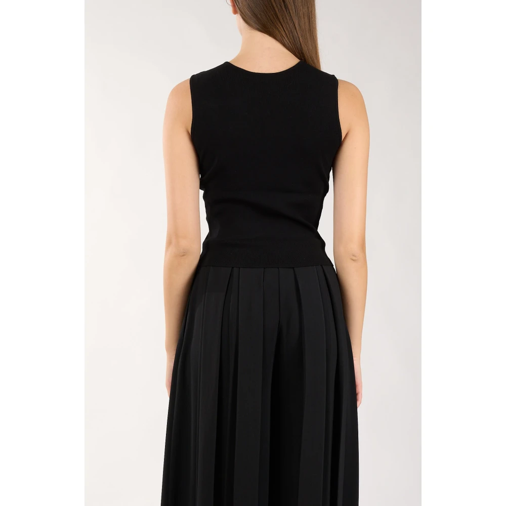 Twinset Mouwloze Stretch Top met Metalen Details Black Dames