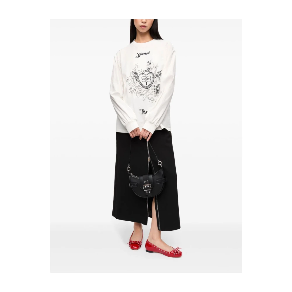 Ganni Charm Longsleeve T-shirt White Dames